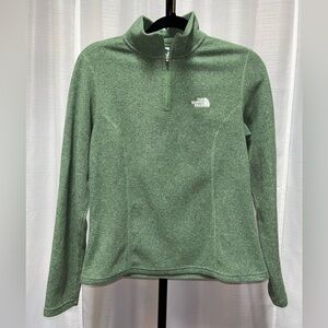 North Face Green Aljo 1/4 Zip Pullover Light Weight Fleece Jacket | size Small